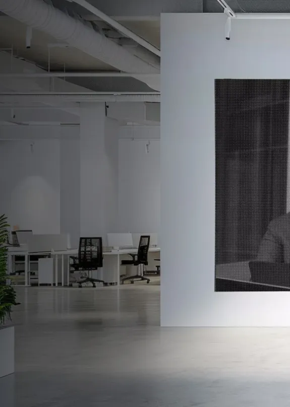 LED-vägg i kontorslandskap